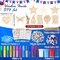 40-Set Wooden Patriotic Star Crafts Kit - Unfinished Wood Stars for 4th of July Ornaments - DIY Independence Day Hanging Decorations & Memorial Day Arts and Crafts for Kids & Adults